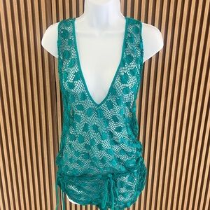 Luli fama Teal Lace Swim Cover-Up